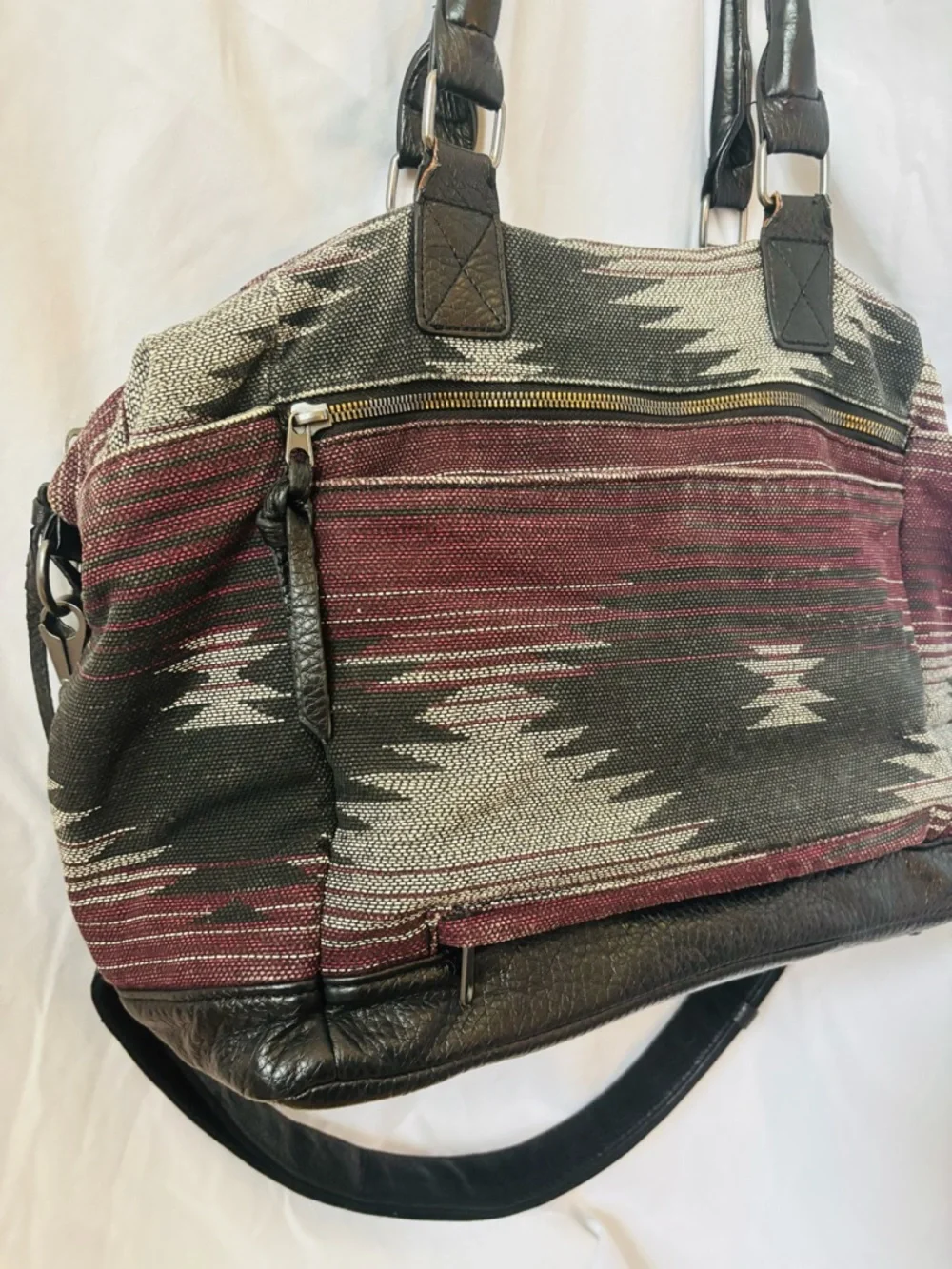 Pistil Western Weekender Travel Duffel Bag Broken-in Black Eggplant Jacquard